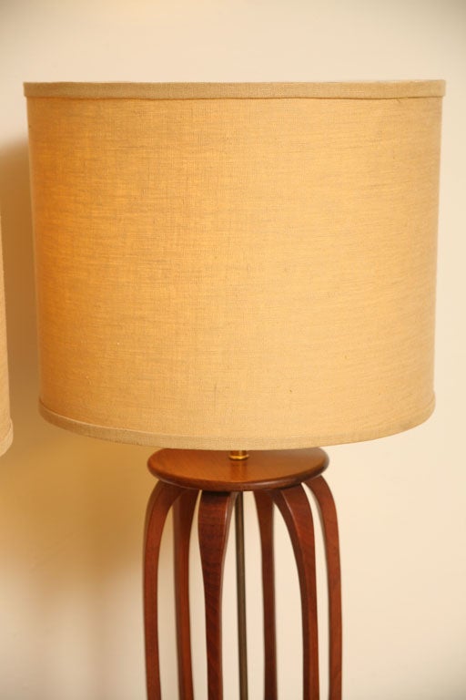 Fine Sculptural Mid Century Carved Teak Table Lamps at 1stDibs mid