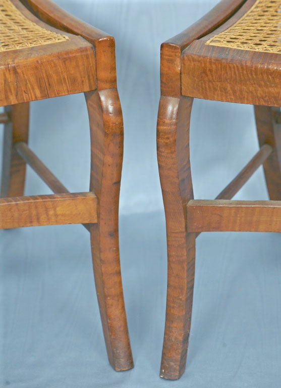 American Pair of Classical Bird's Eye and Tiger Maple Side Chairs