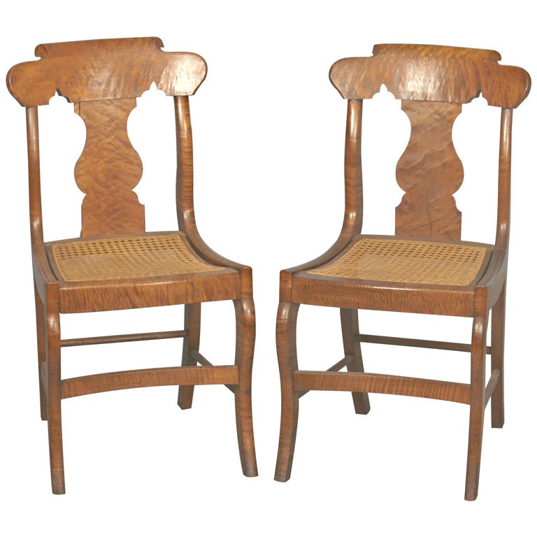 Pair of Classical Bird's Eye and Tiger Maple Side Chairs