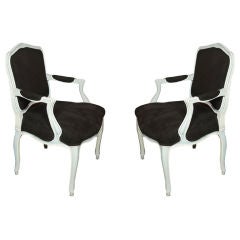 Pair  French  Louis  Xv  Arm  Chairs