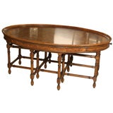 Regency  Oval  Inlaid  Cocktail  Table