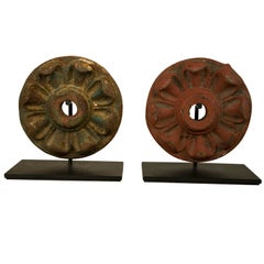 Antique Pair of Late 19th Century Architectural Rosettes 