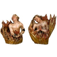 18th Century Carved and Polychromed Wood Animas Carvings 9