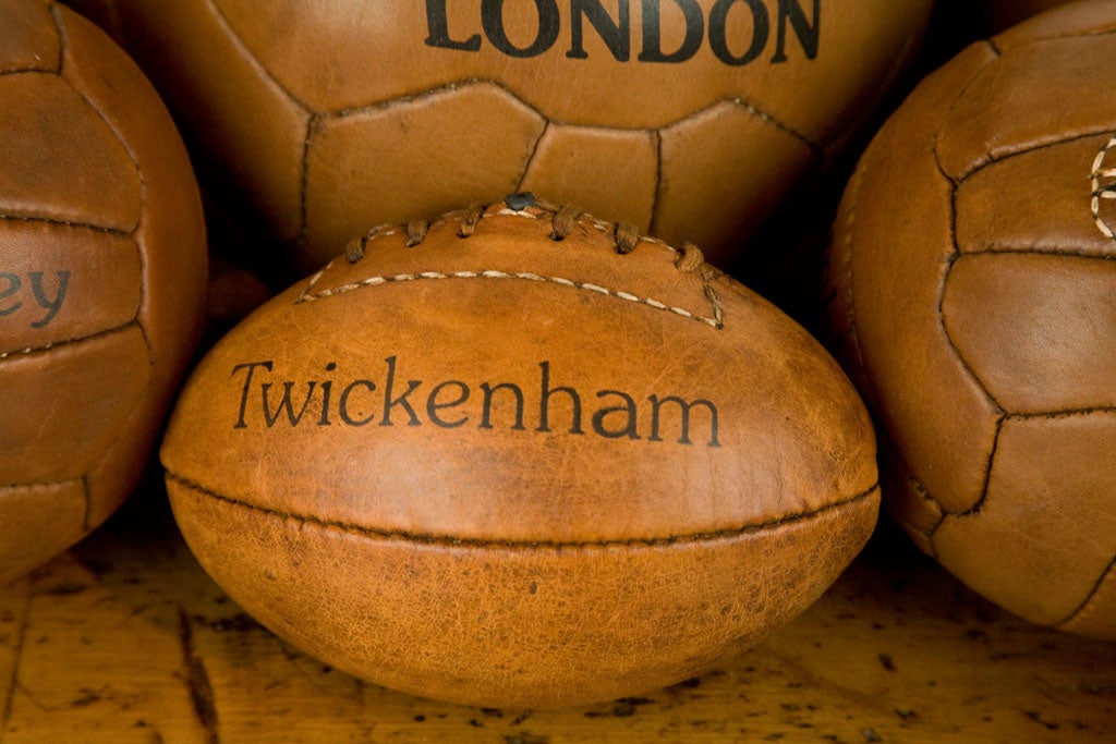Vintage Soccer and Rubgy Game and Trophy Balls