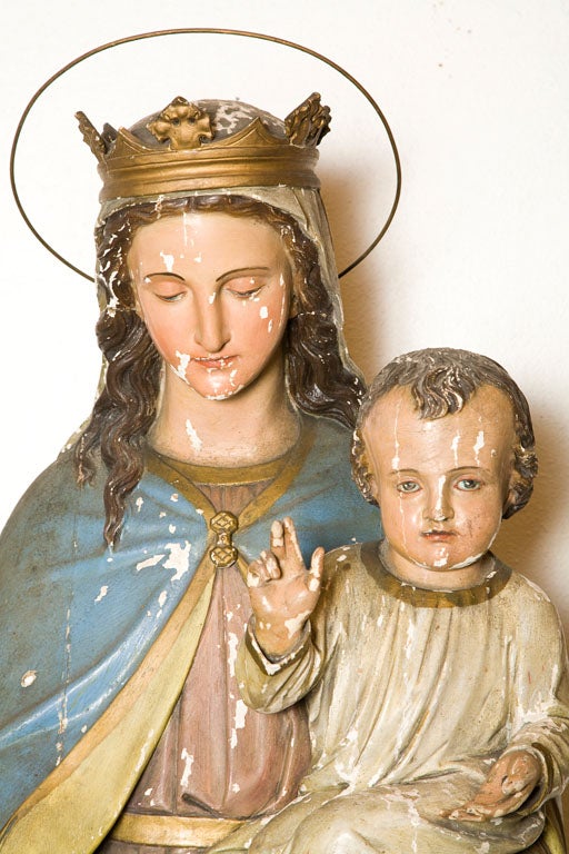 Folk Art Wood Carved Holy Family by H.S. Schroeder, circa 1880