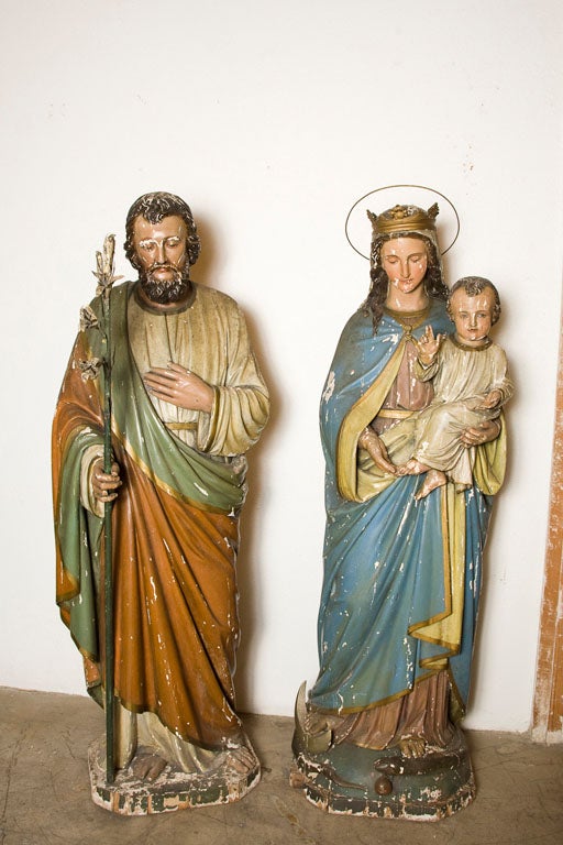 Wood Carved Holy Family by H.S. Schroeder, circa 1880 3