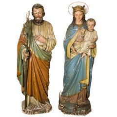 Wood Carved Holy Family by H.S. Schroeder, circa 1880