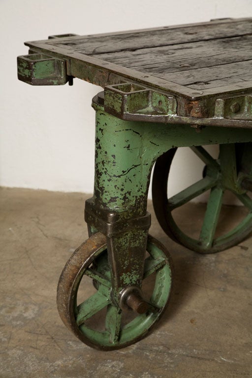 Very heavy industrial iron factory cart.  Great industrial design.