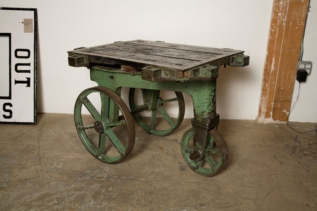 20th Century Early Tri Wheel Iron Industrial Factory Cart