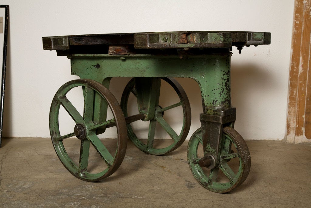Early Tri Wheel Iron Industrial Factory Cart 1