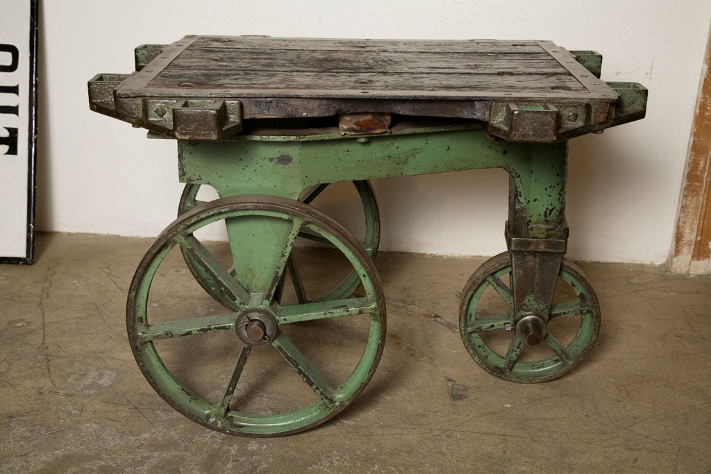 Early Tri Wheel Iron Industrial Factory Cart 2