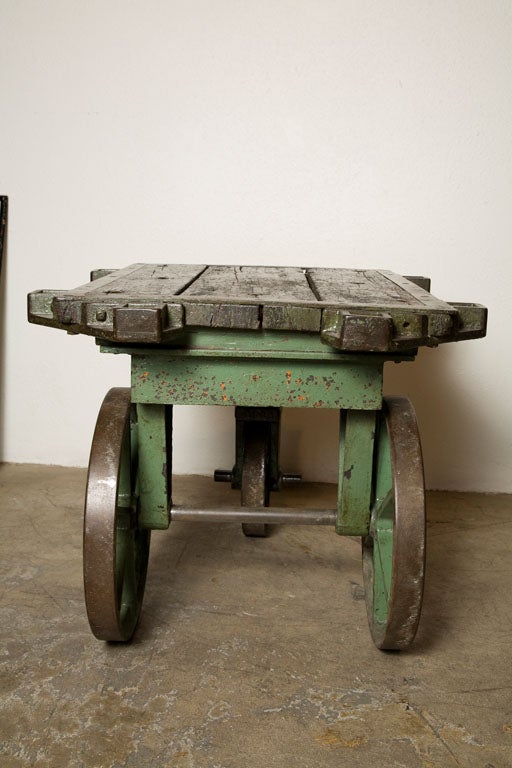 Early Tri Wheel Iron Industrial Factory Cart 4