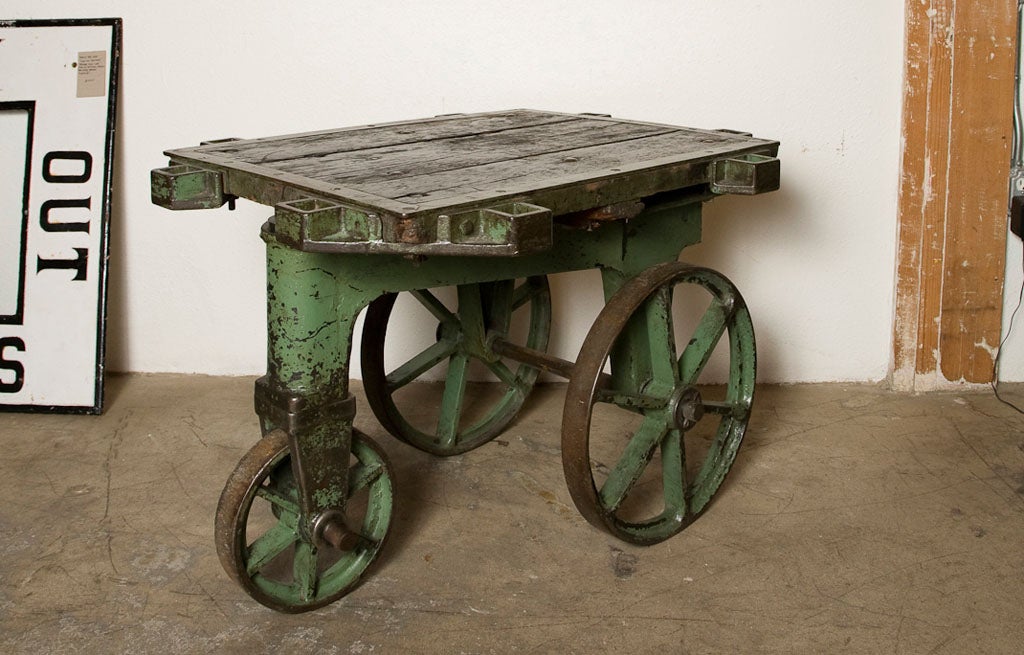Early Tri Wheel Iron Industrial Factory Cart 6