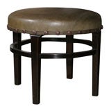 Olive Leather Footstool
