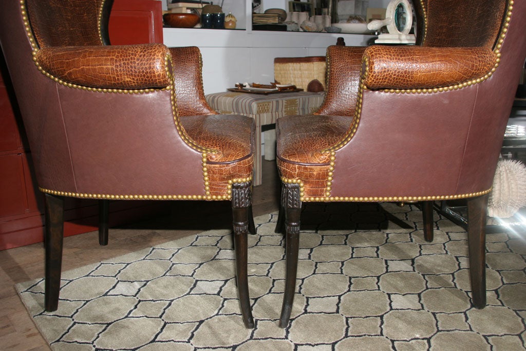 Pair of Croc Wingback Chairs 2