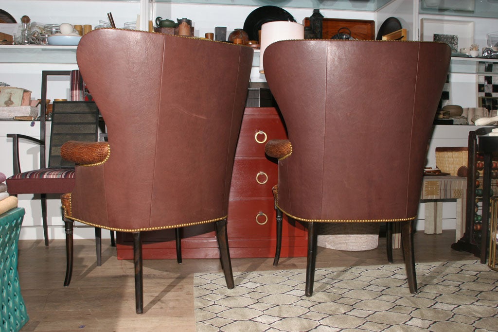 Pair of Croc Wingback Chairs 3