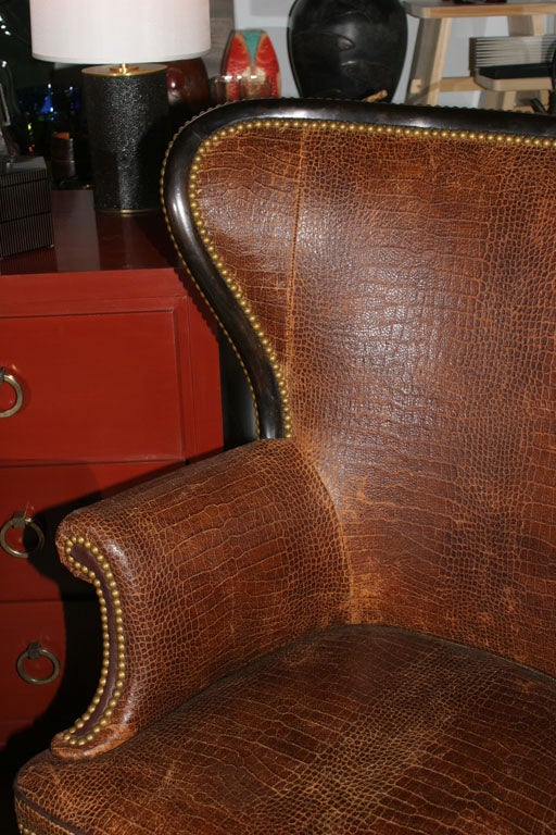 Pair of Croc Wingback Chairs 5