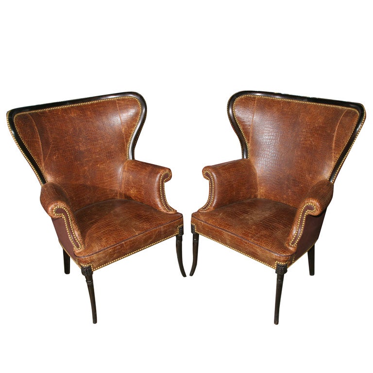 Pair of Croc Wingback Chairs