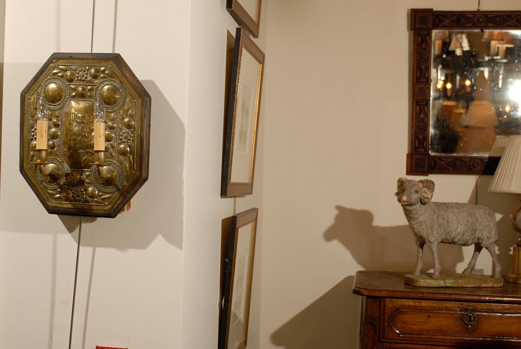 Pair of Brass Wall Sconces with Owl Motif