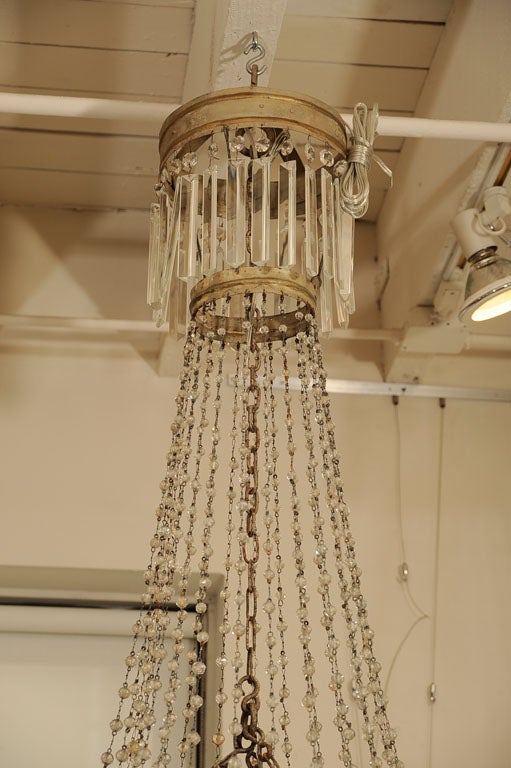 Crystal and Painted Tole Chandelier