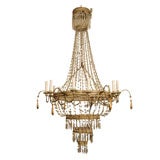 Crystal and Painted Tole Chandelier