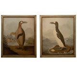 Pair Custom Painted Antique Panels of Penguins