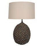 A Large Globular M. Fantoni Volcanic Glazed Ceramic Table Lamp.