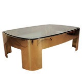 A Large Karl Springer Brass and Glass Coffee table