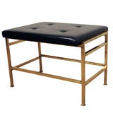 An Ed Wormley for Dunbar Brass and Upholstered Stool.