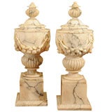 Pair of Antique Italian Alabaster Urns
