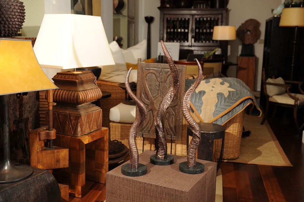 Studio JRM Cast Bronze Horns on Marble Base