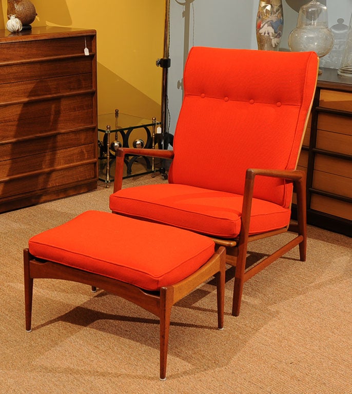 Danish Recliner and Ottoman