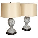 Antique A Pair of Zinc Flame Lamps