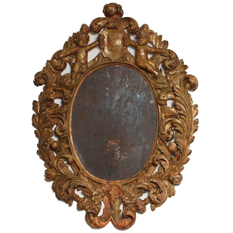 Highly Carved Italian Mirror For Sale