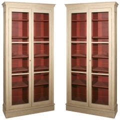 A Pair of White-Painted Bookcase Cabinets