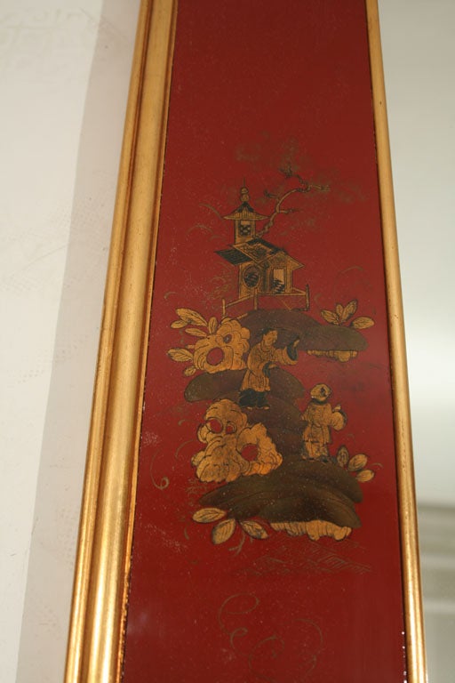 A Red Lacquered and Gilt-Decorated Panel Framed Mirror 1