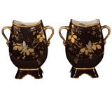 Brown and gold Victorian vases