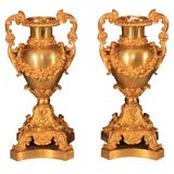 Pair of French Gilt Urns