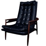 Black Leather Scoop Lounge Arm Chair