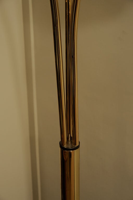 Large Brass Arc Standing Lamp with Marble Base 2