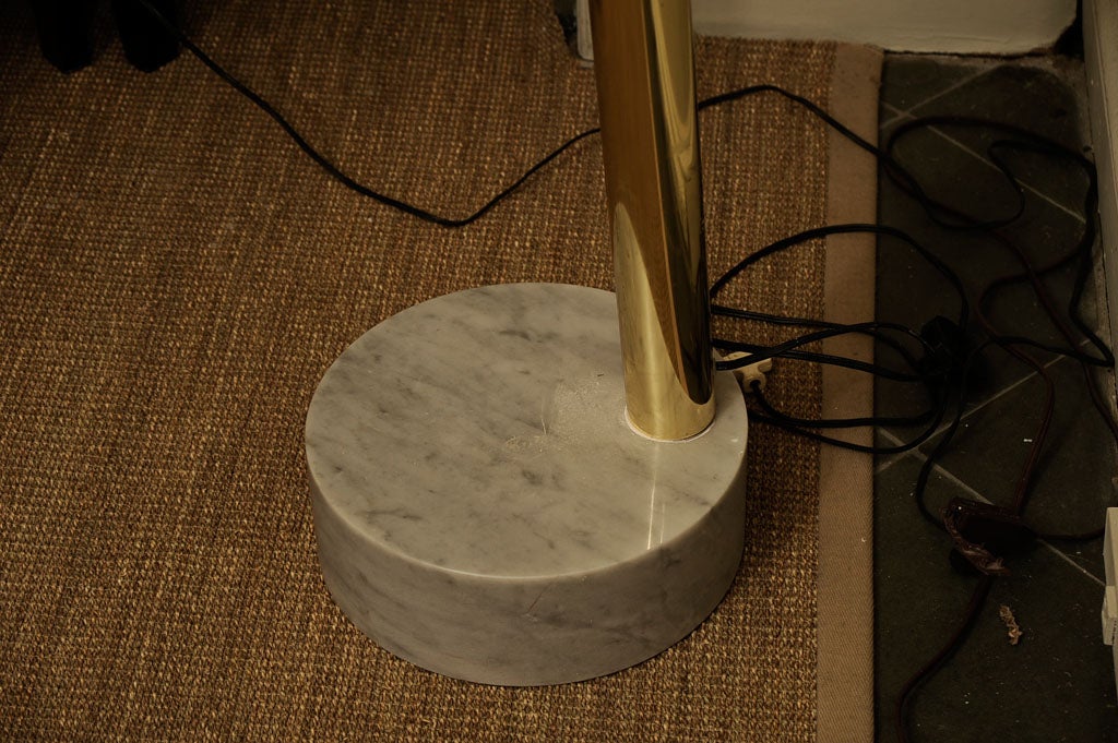 Large Brass Arc Standing Lamp with Marble Base 4