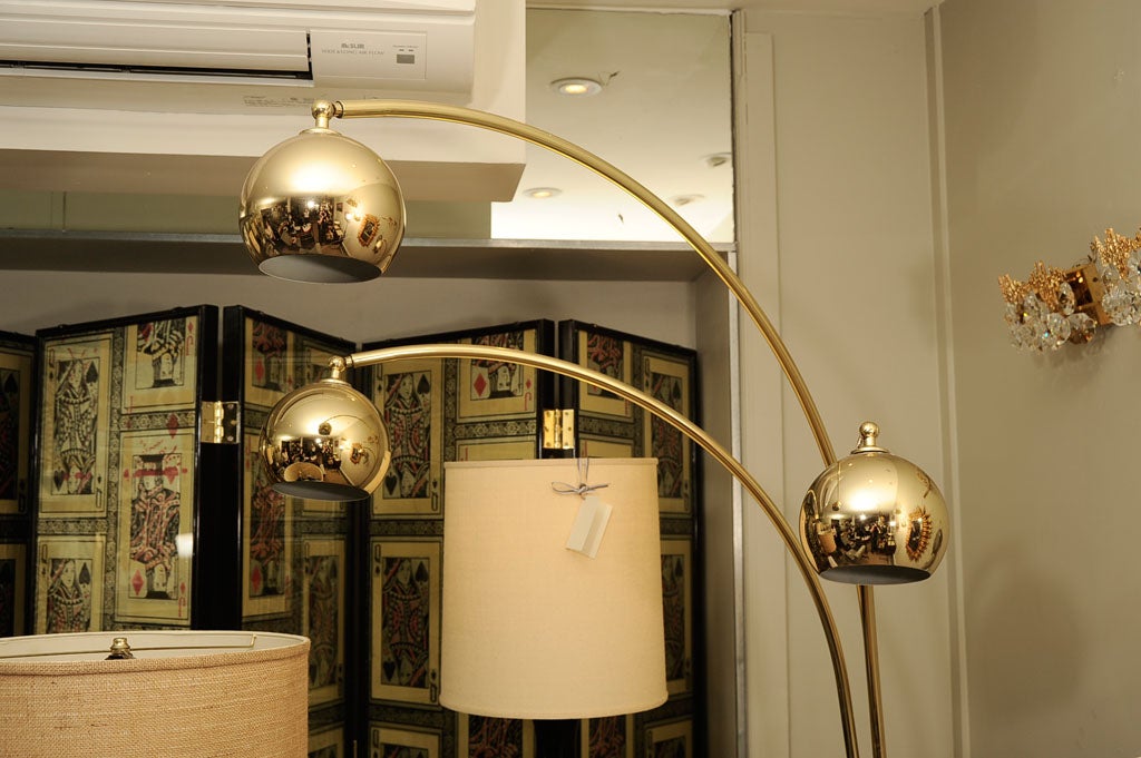 Large Brass Arc Standing Lamp with Marble Base at 1stDibs