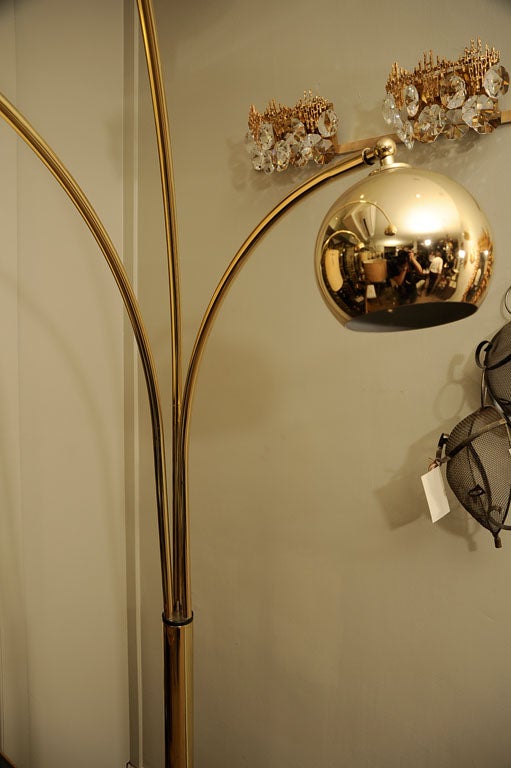 Large Brass Arc Standing Lamp with Marble Base at 1stDibs