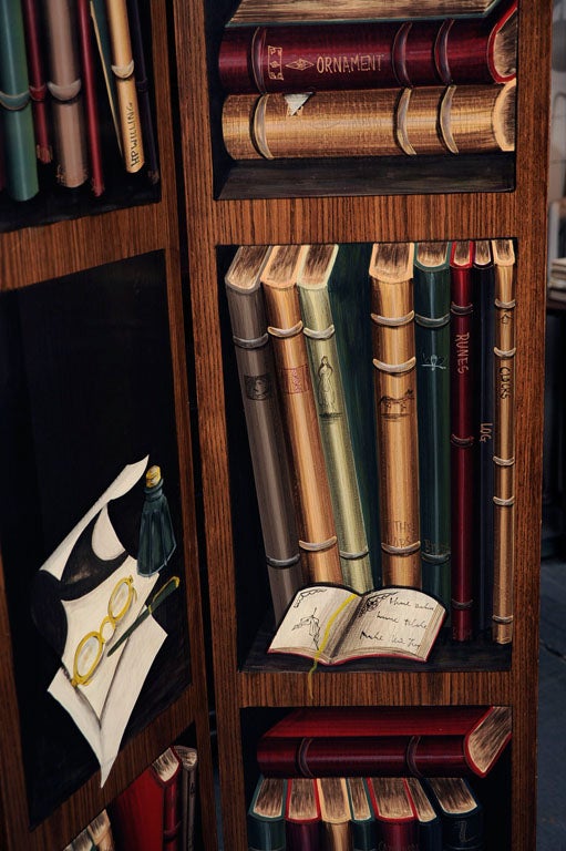 Mid-Century Modern Charming Trompe L'Oeil Folding Screen or Room Divider