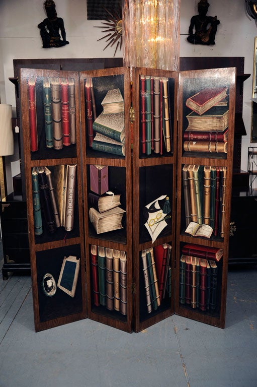 American Charming Trompe L'Oeil Folding Screen or Room Divider