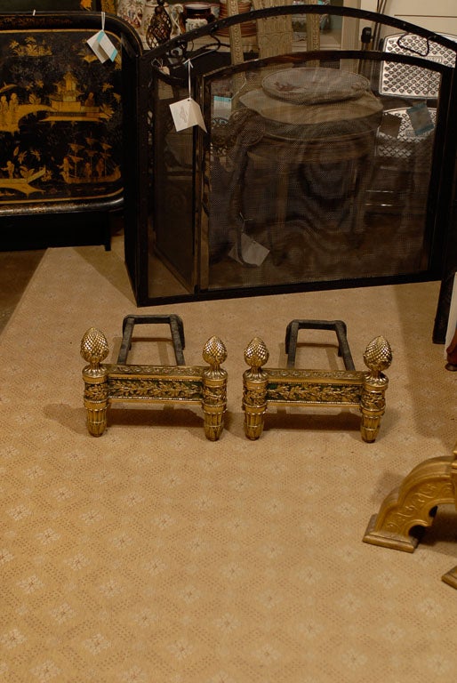 LOUIS XVI STYLE ACORN FINIAL CHENETS