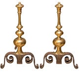 Used BEAUTIFUL PAIR OF BRASS AND IRON ANDIRONS