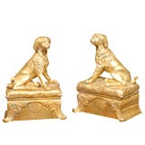 BRONZE DOGS ON POOF