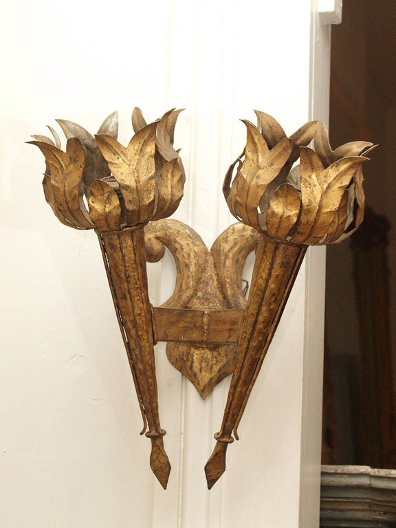 Pair Iron Sconces