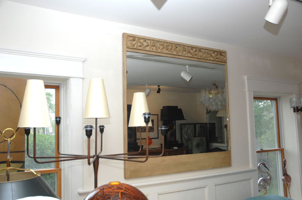 Large Mirror with Carved Bamboo Motif 1